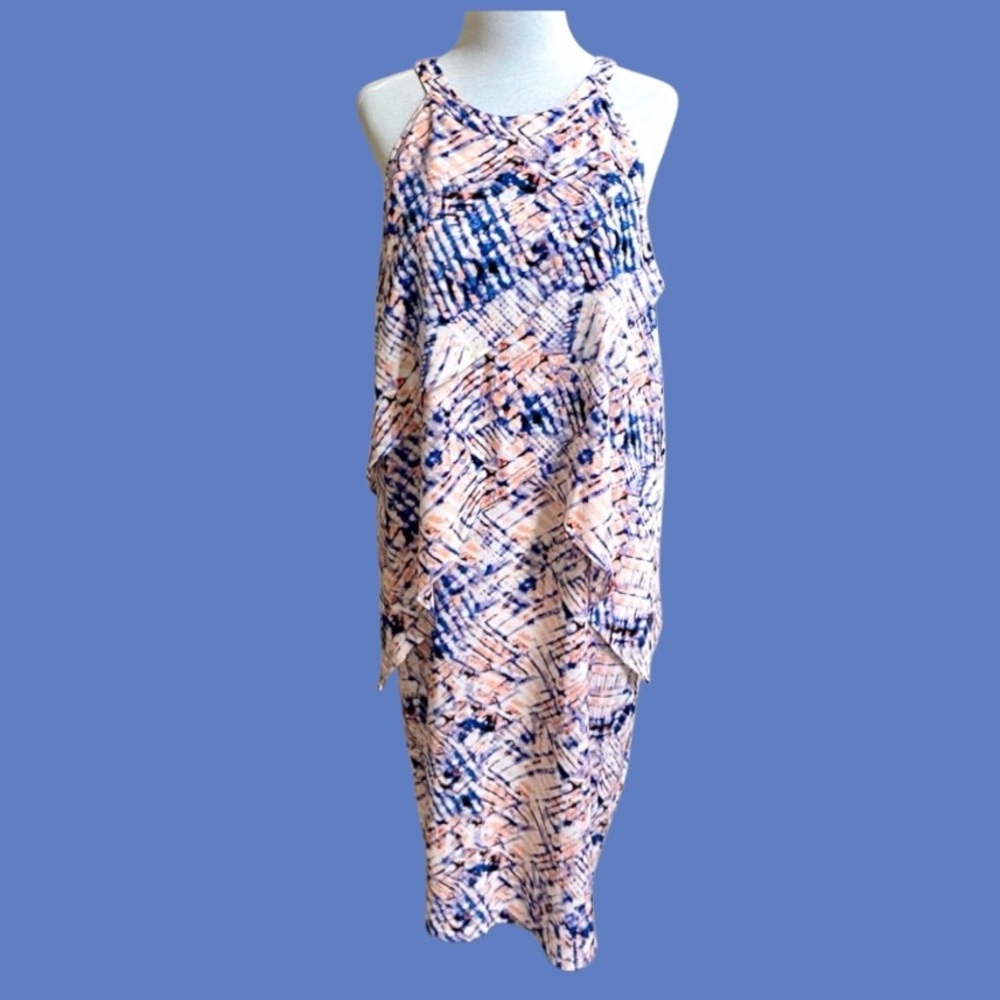 NWT DKNYC Women’s Halter Sleeveless Dress Size 14 Multi Color